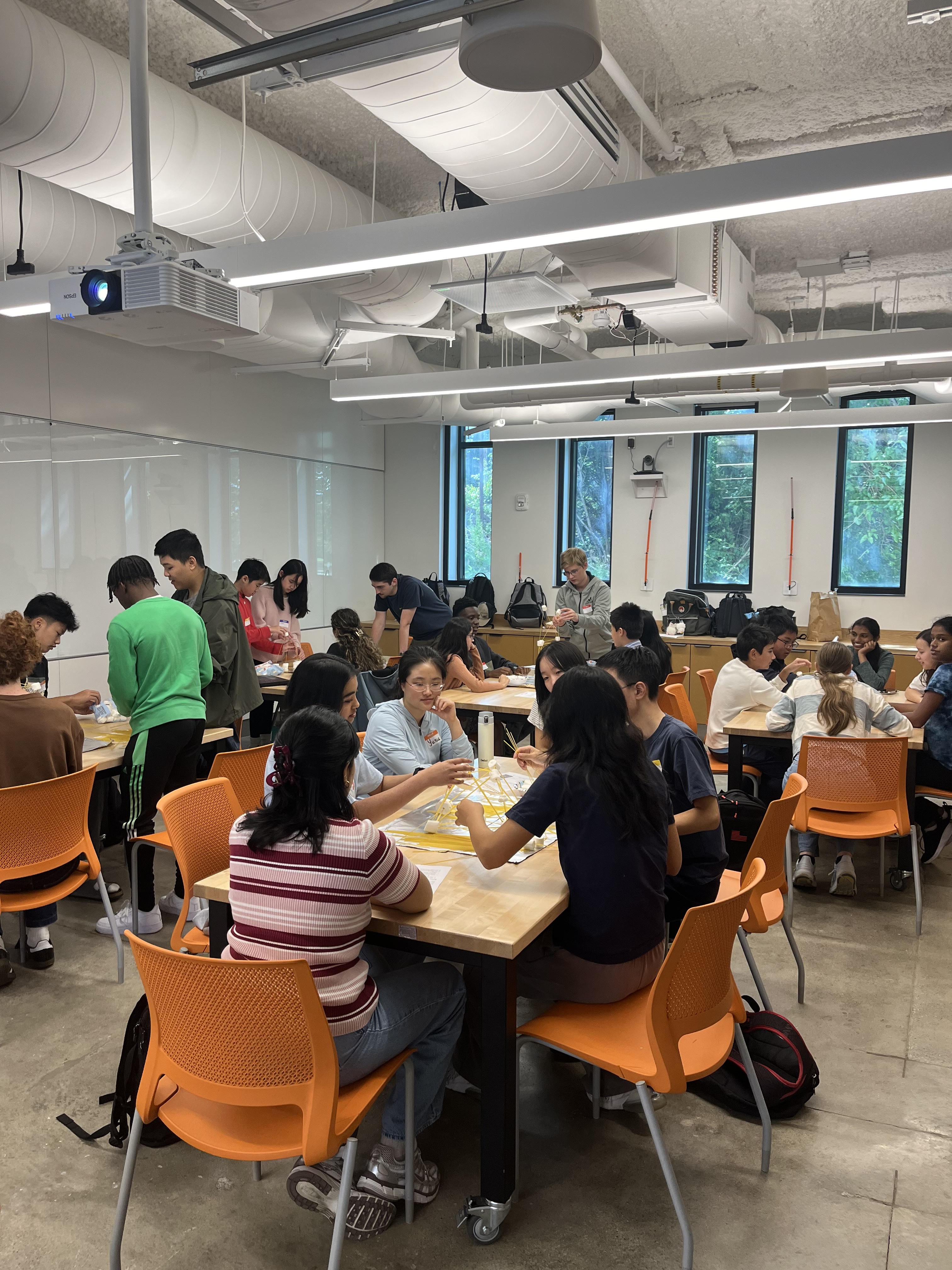 Students working with circuits and electronics